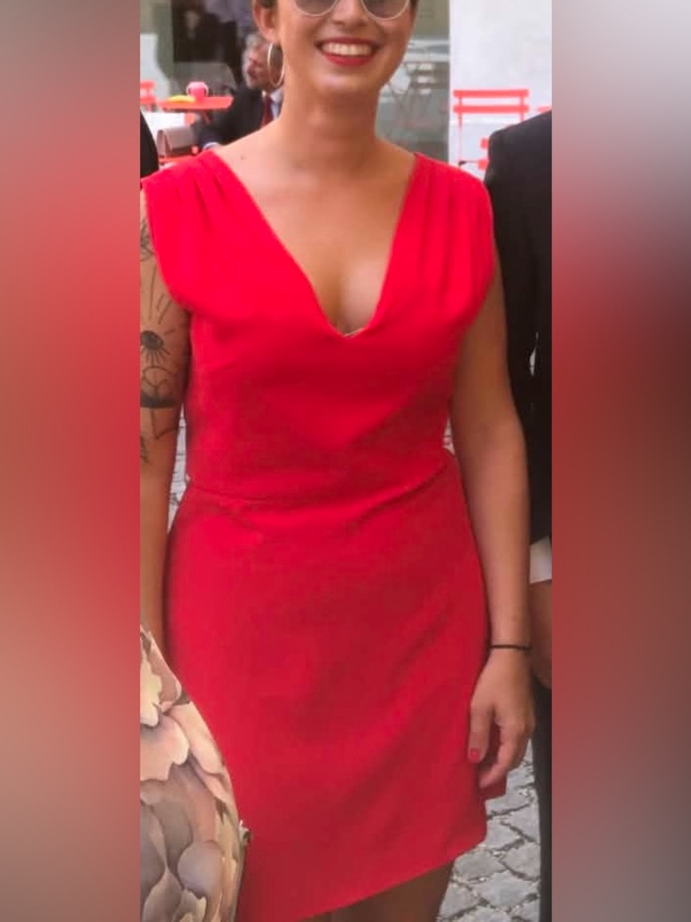 Mango Red V-Neck Dress